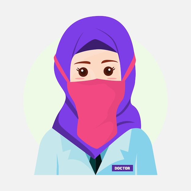 Doctor women hijab icon or avatar mascot art logo design