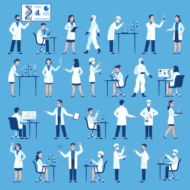 Doctors group in science hospital laboratory