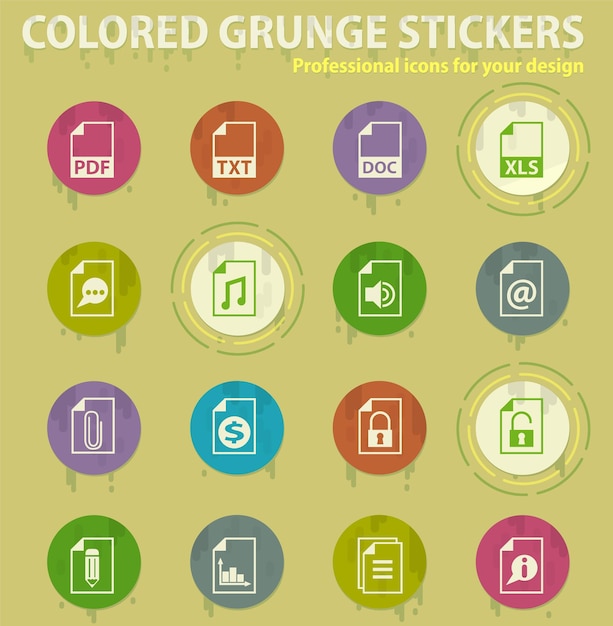 Document colored grunge icons