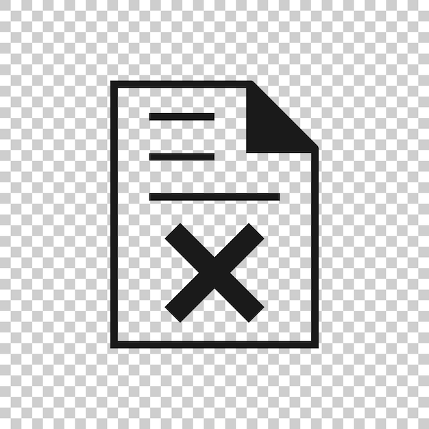 Document error icon in flat style Broken report vector illustration on white isolated background Damaged business concept