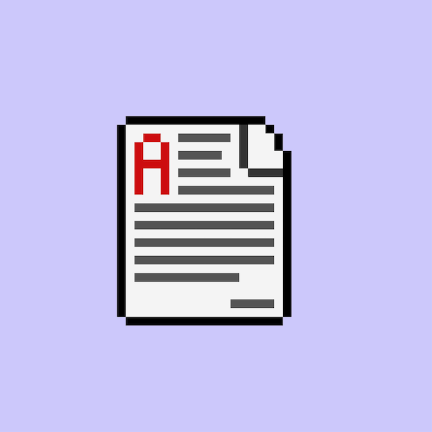 document file with pixel art style