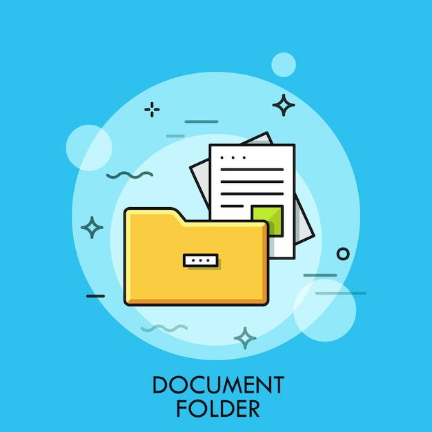 Document folder thin line illustration