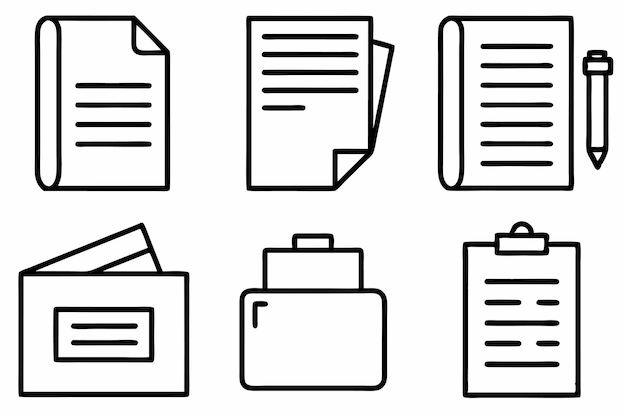 Document line art beautiful paperwork illustration