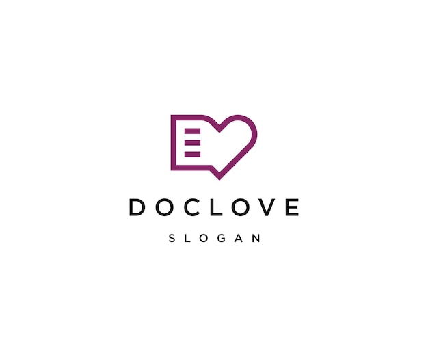 Document love logo icon design template