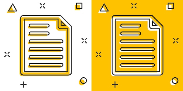 Document note icon in comic style Paper sheet vector cartoon illustration pictogram Notepad document business concept splash effect