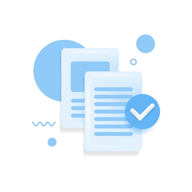 Documents icon Stack of paper sheets Confirmed or approved document Business icon 3d vector illustration