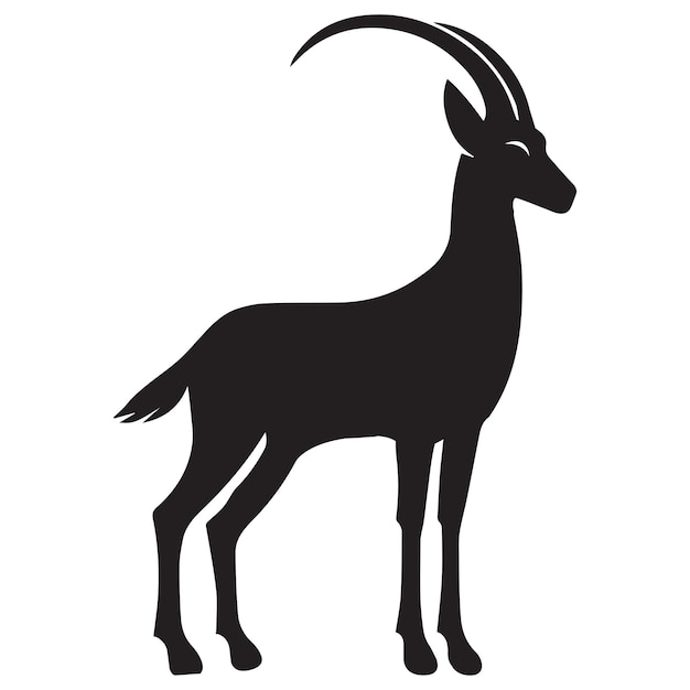 Doe Goat vector illustration in black and white