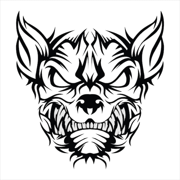 dog animal tribal tattoo black and white design