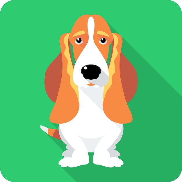 Vector dog basset hound icon flat design