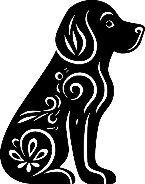 Dog Black and White Isolated Icon Vector illustration