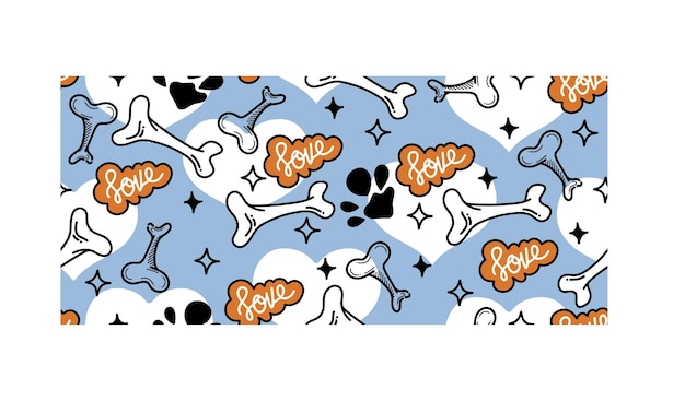 Dog Bone vector dog paw doodle Seamless pattern Packaging paper design pet food accessories package