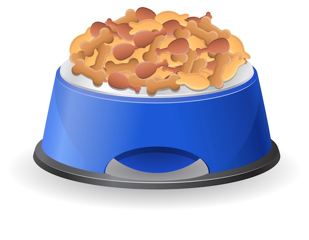 Dog bowl with food vector illustration