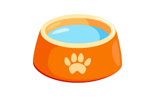 Dog bowl with water Pet bowl for cat or dog for kibbles and water Vector illustration