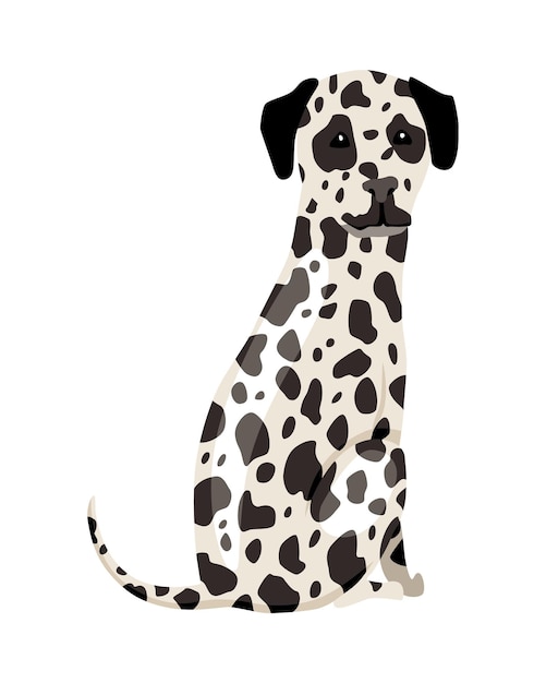 Dog breed dalmatian Cute funny cartoon domestic pet character flat vector illustration Human friend home animal