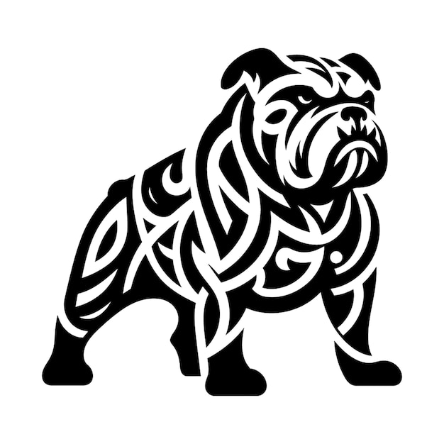 dog bulldog shiba pitbull modern tribal tattoo abstract line art of animal minimalist contour Vector