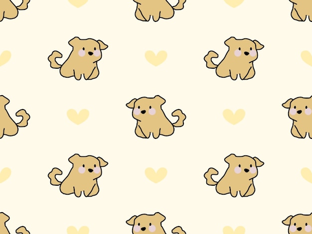 Dog cartoon character seamless pattern on yellow background