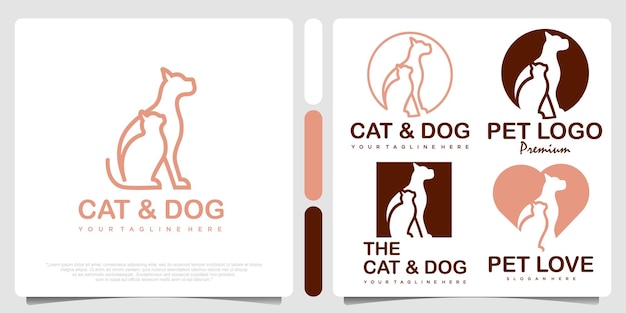 Dog and cat animal pet icon set logo design inspiration