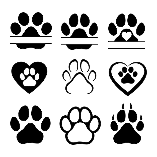 Dog or cat footprints. Vector isolated silhouette.