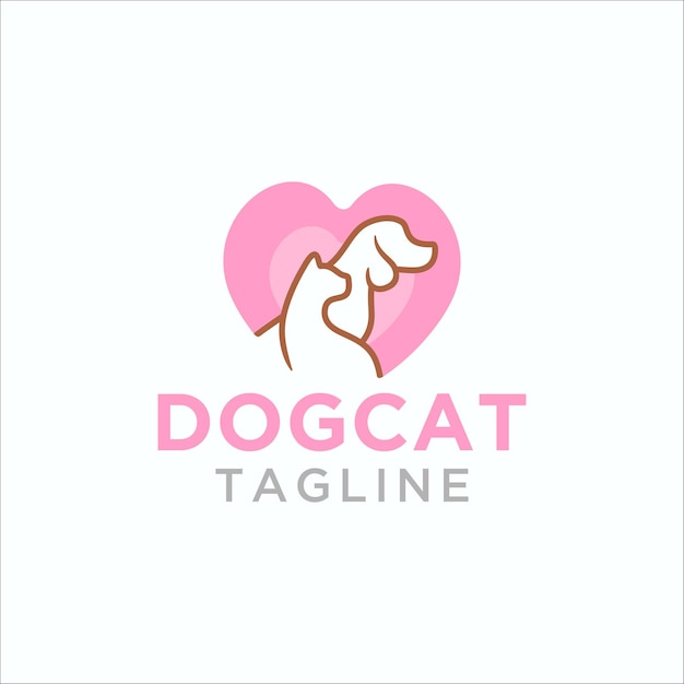 dog and cat logo vector, pet care design template