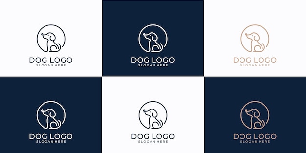 dog cat pet logo vector icon line art outline design