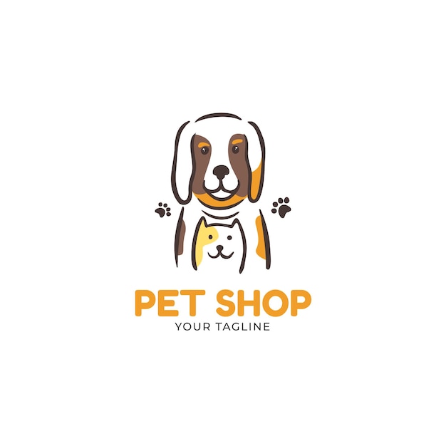 Dog and cat pet shop logo template