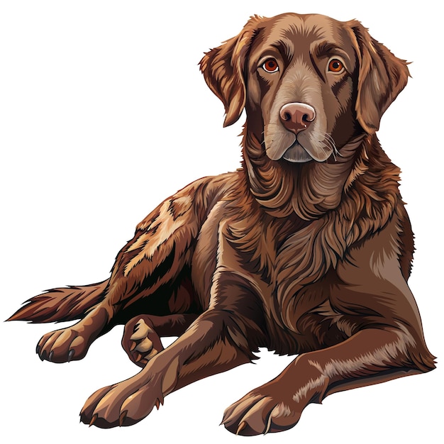 Vector dog chesapeake bay retriever lying vector