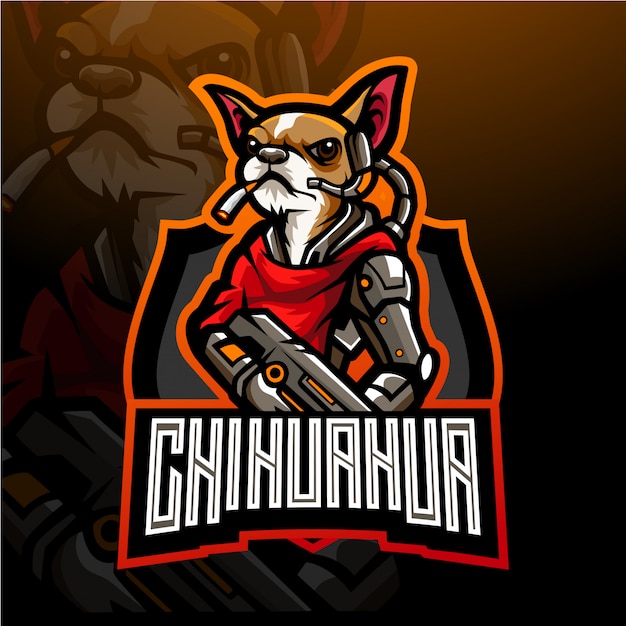 dog of chihuahua esport logo mascot design.