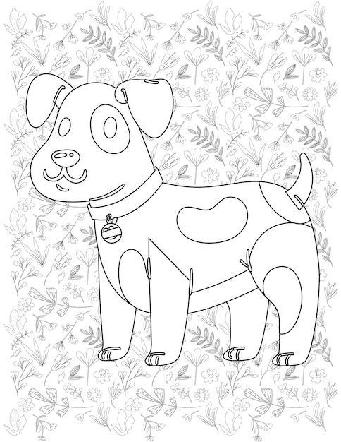 Dog Coloring Page, Dog Vector