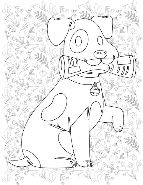 Vector dog coloring page, dog vector