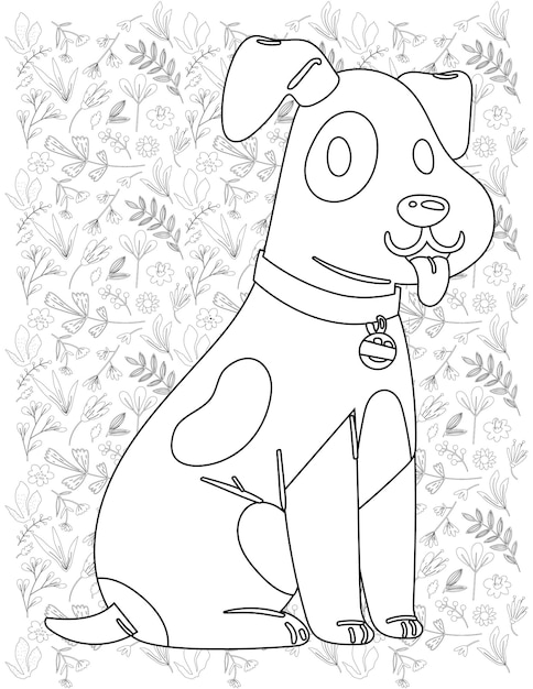 Dog Coloring Page, Dog Vector