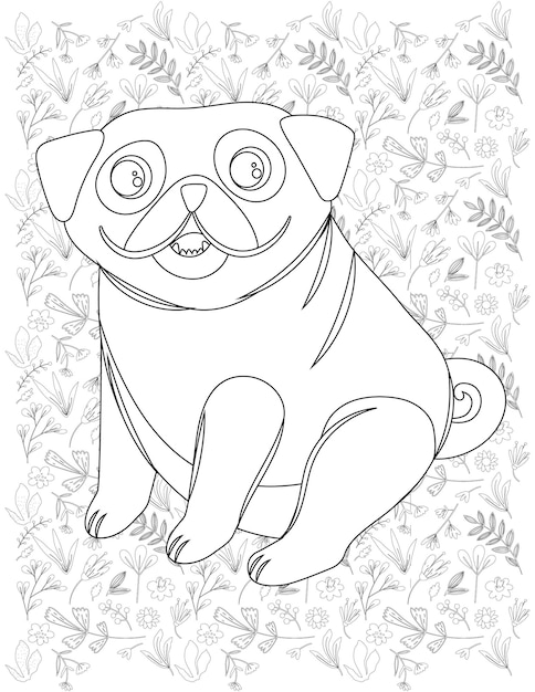 Vector dog coloring page, dog vector