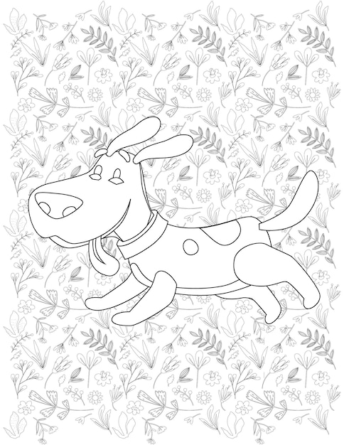 Dog Coloring Page, Dog Vector