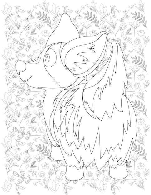 Vector dog coloring page, dog vector