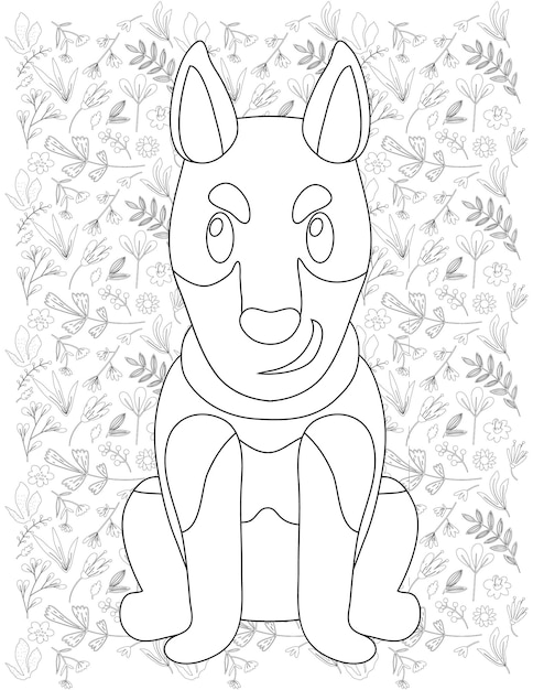 Dog Coloring Page, Dog Vector