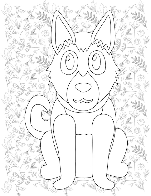 Vector dog coloring page, dog vector