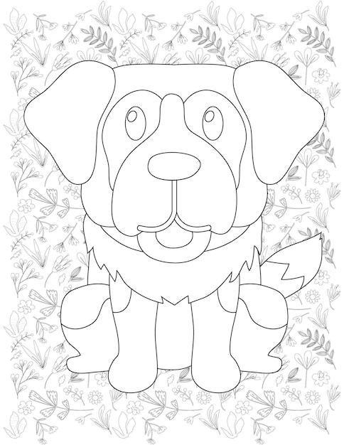 Vector dog coloring page, dog vector