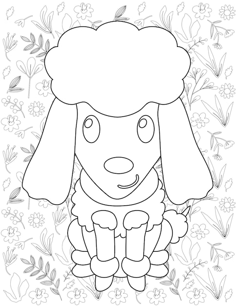 Vector dog coloring page, dog vector