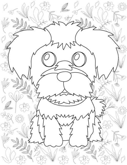 Dog Coloring Page, Dog Vector