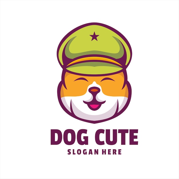 dog cute police logo vector