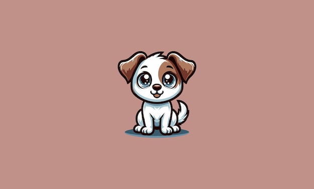 dog cute Sit down vector illustration flat design