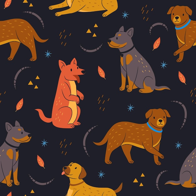 Dog doodles seamless pattern