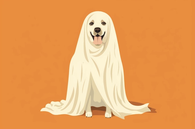 Vector dog dressed as ghost