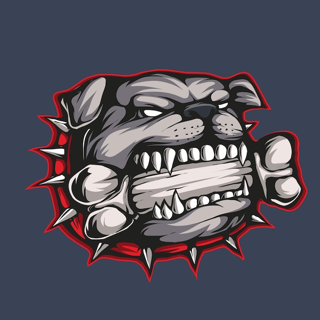 Dog eat bone mascot gaming logo illustration