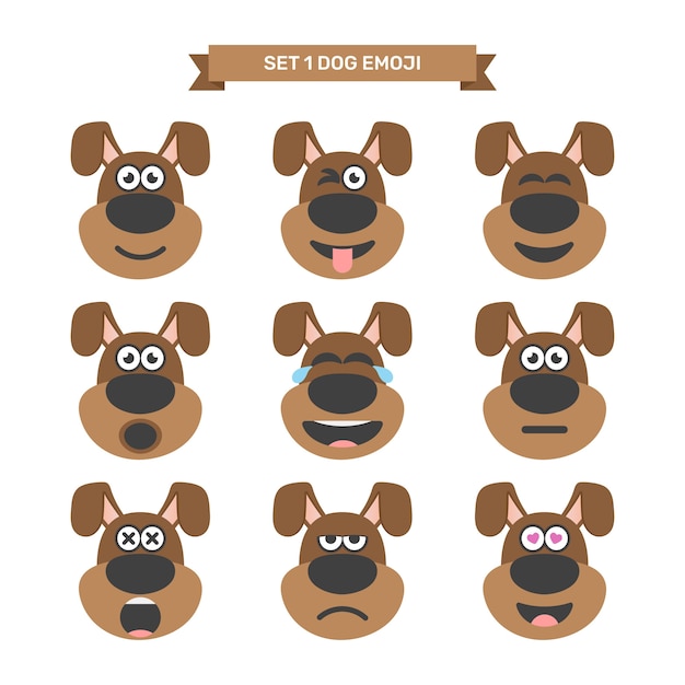 Vector dog emoji expression set1