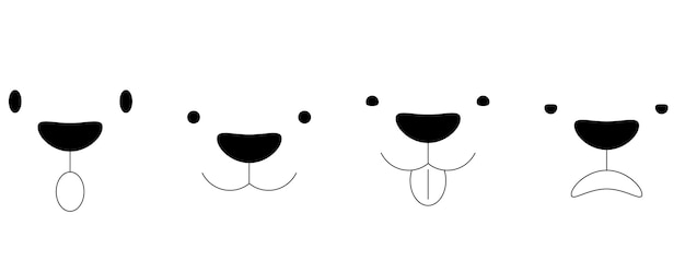 Dog face muzzle with tongue hanging out. Dog tongue lick mouth and nose. Pet emotions. Happy animal