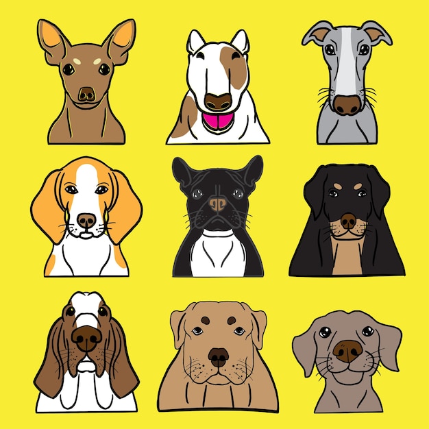 Dog face vector bundle set for pet or animal concept