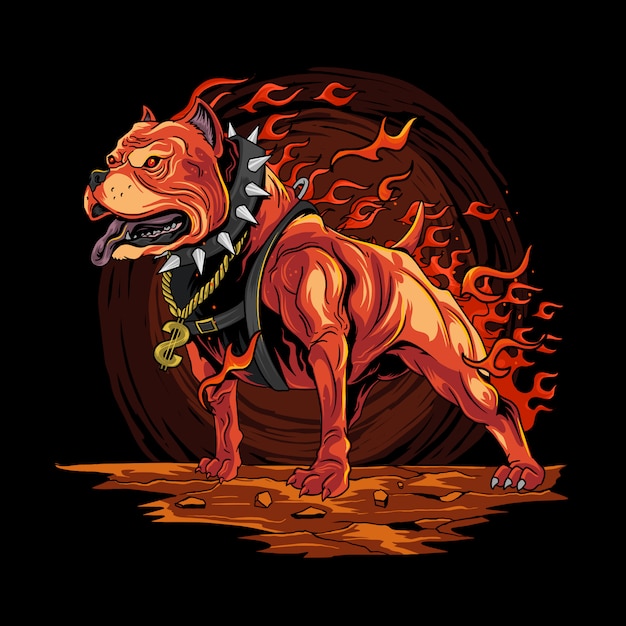 DOG FIRE PITBULL FROM HELL ARTWORK  