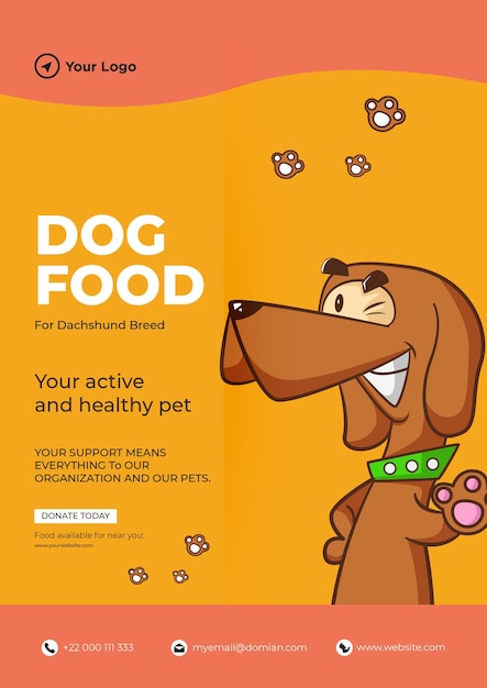 Dog food for your active and healthy pet flyer design template