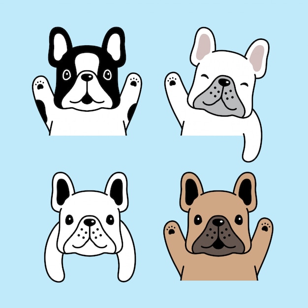 dog french bulldog cartoon character illustration