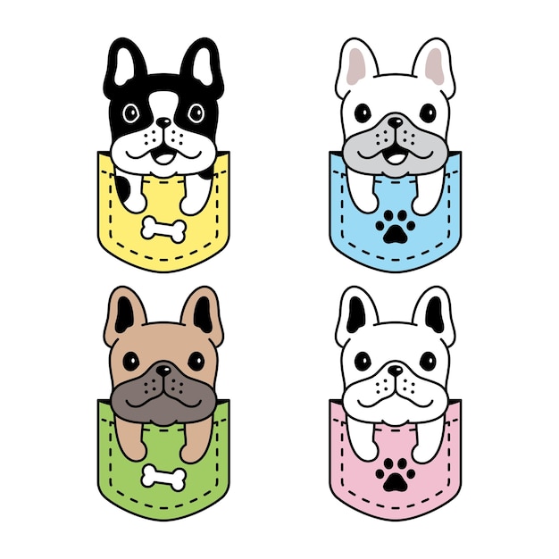 dog french bulldog pocket pet cartoon